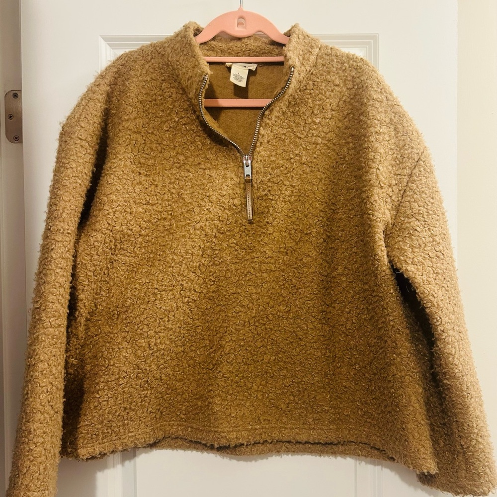 For The Republic Tan Quarter Zip-Up Sweater